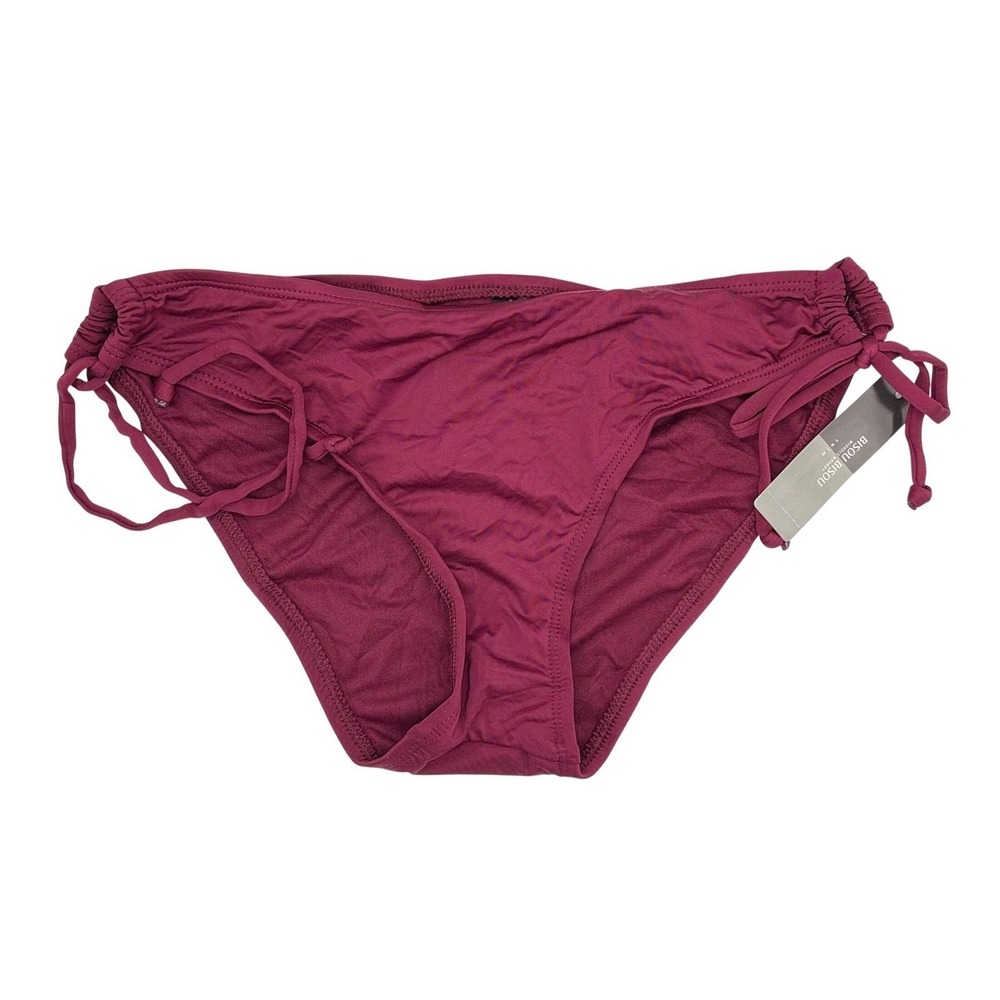 Bisou Bisou Bikini Bottom Womens Large Burgundy Side Tie Swim Bottom‎ NWT